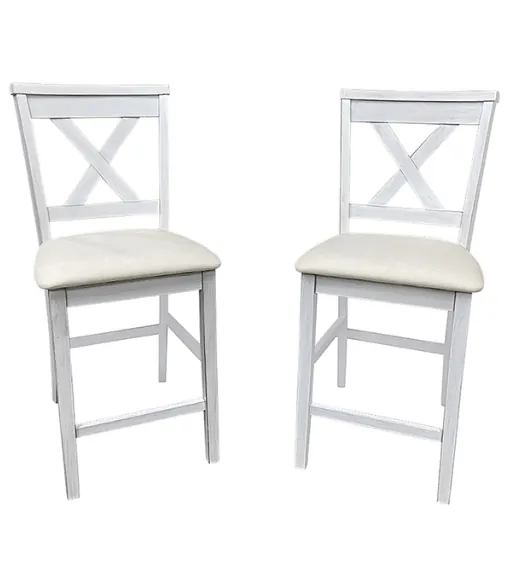 Carolina Classics Set of 2 Taylor X-Back Counter Stools in Antique White